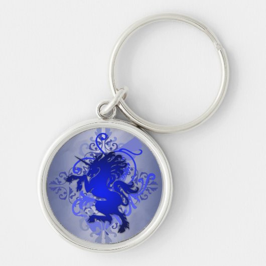 青いファンタジーの都市ユニコーンKeychain キーホルダー (正面)