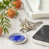 青いファンタジーの都市ユニコーンKeychain キーホルダー (側面)