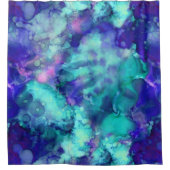 青いファンタジー水色： シャワーカーテン (正面)