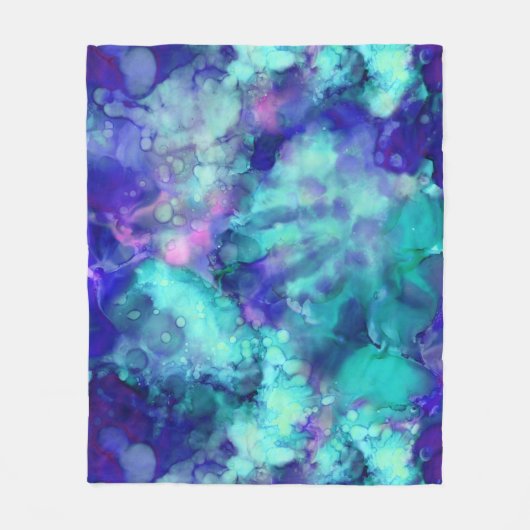 青いファンタジー水色： フリースブランケット (正面)