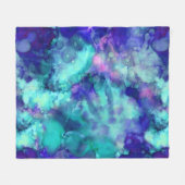 青いファンタジー水色： フリースブランケット (正面(横))