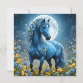 青いファンタジー魔法の馬の月の花、 セーブザデート (裏面)