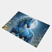 青いファンタジー魔法の馬の月の花、 ドアマット (アングル)