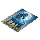 青いファンタジー魔法の馬の月の花、 ノートブック (左側)