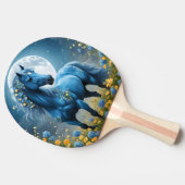 青いファンタジー魔法の馬の月の花、 卓球ラケット (横)