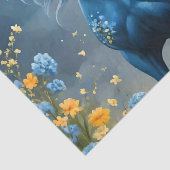 青いファンタジー魔法の馬の月の花、 薄葉紙 (詳細)