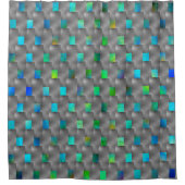 青いファンドのグレーのボードと明るい色。 シャワーカーテン (正面)