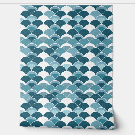 青いファ日本のンプリントパターン 壁紙