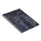 青いフィクションの作家の単語の芸術のノート ノートブック (右側)