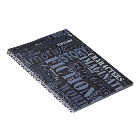 青いフィクションの作家の単語の芸術のノート ノートブック (右側)