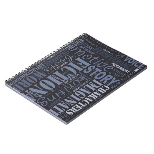 青いフィクションの作家の単語の芸術のノート ノートブック (左側)