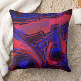 青いフィルムの淡い色の下に赤のデジタル図形 クッション