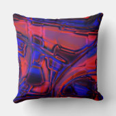 青いフィルムの淡い色の下に赤のデジタル図形 クッション (裏面)