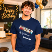 青いフィルムネームバースデーギフト男性用 Tシャツ