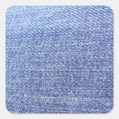 青いフェイクジーンズの背景 スクエアシール (正面)