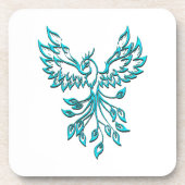 青いフェニックスが白に浮き上がる コースター (正面)