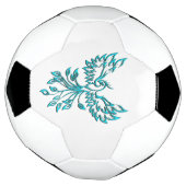 青いフェニックスが白に浮き上がる サッカーボール (回転)