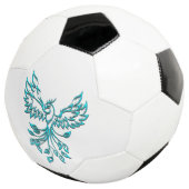 青いフェニックスが白に浮き上がる サッカーボール (3/4)