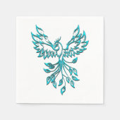 青いフェニックスが白に浮き上がる スタンダードカクテルナプキン (正面)