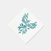 青いフェニックスが白に浮き上がる スタンダードカクテルナプキン (角)