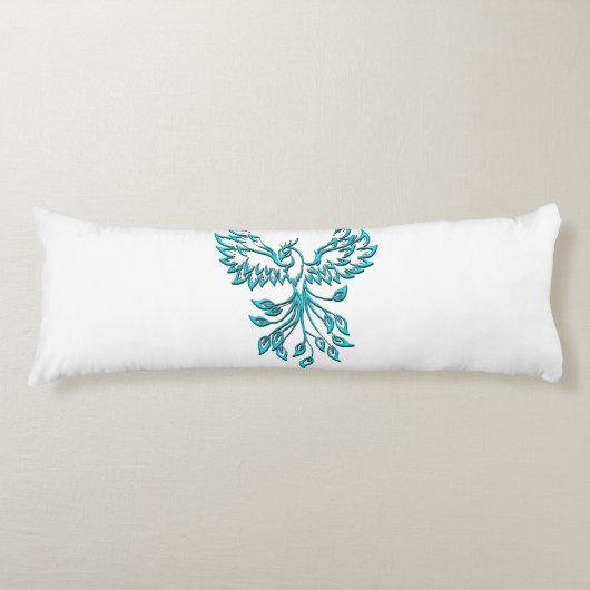 青いフェニックスが白に浮き上がる ボディピロー (正面)