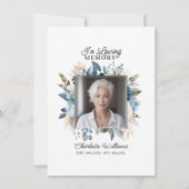 青いフェミニン花のお祝い |写真 招待状 (裏面)