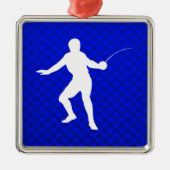 青いフェンシング メタルオーナメント (正面)