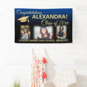 青いフェードフィルタ効果フォト卒業バナー 横断幕 (インサイチュ)