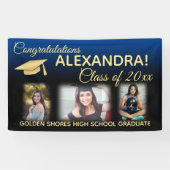 青いフェードフィルタ効果フォト卒業バナー 横断幕 (横)