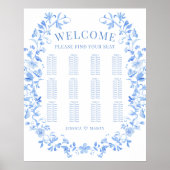 青いフォークフローラリース結婚ボーホの座席表 ポスター (正面)