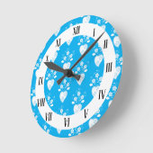 青いフォークポルトガル語ハートの花 ラウンド壁時計 (傾斜)