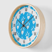 青いフォークポルトガル語ハートの花 壁時計 (傾斜)