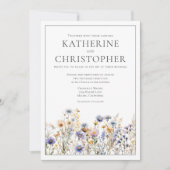青いフォーマル野花エレガモダンントウェディング 招待状 (正面)