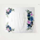 青いフクシアの花のブライダルシャワー フォトブース プロップ タペストリー (正面(横))