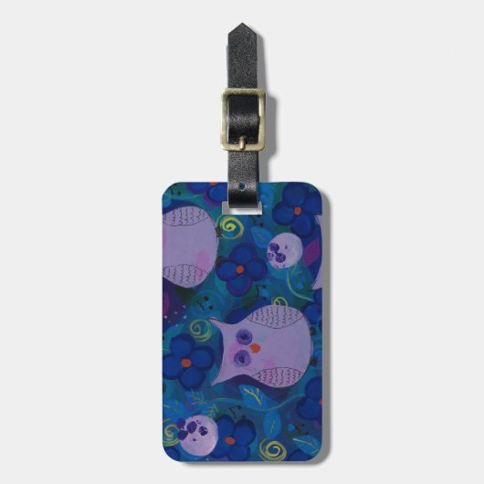 青いフクロウとの夜歌 ラゲッジタグ (正面縦)