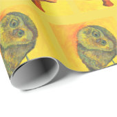 青いフクロウのギフト用包装紙 ラッピングペーパー (ロールコーナー)