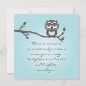 青いフクロウのパーティ招待状 招待状 (裏面)