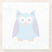 青いフクロウの漫画 ガラスコースター (裏面)