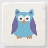 青いフクロウの漫画 ストーンコースター (正面)