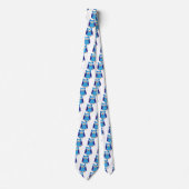 青いフクロウの漫画 ネクタイ (正面)