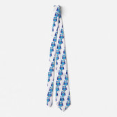 青いフクロウの漫画 ネクタイ (裏面)