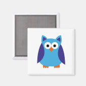 青いフクロウの漫画 マグネット (正面/裏面)