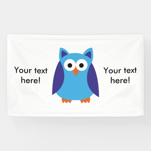 青いフクロウの漫画 横断幕 (横)