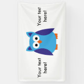 青いフクロウの漫画 横断幕 (縦)