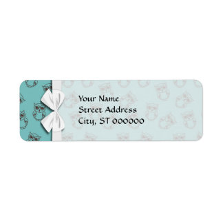 青いフクロウの輪郭がかわいい ラベル