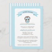 青いフクロウは本のベビーシャワーの招待状を持って来ます 招待状 (正面/裏面)