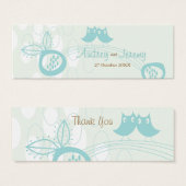 青いフクロウ愛のカスタムラベルありがとうギフト/ (正面&裏面)