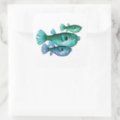 青いフグの三尾 スクエアシール (バッグ)