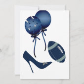 青いフットボールのテーマのウェディングシャワーの招待状 招待状 (裏面)