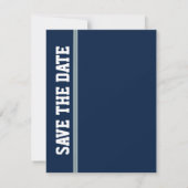 青いフットボールの結婚式のセーブ・ザ・デート案内 セーブザデート (裏面)